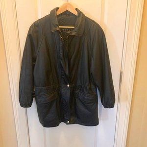 Women's Black Leather 3/4 Length Jacket